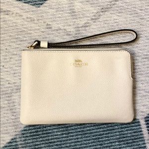 Coach white leather wristlet
